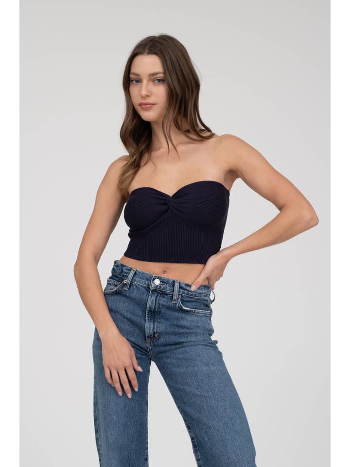The Workshop Studio - Wholesale Knit Top - Women's - STRAPLESS TWIST FRONT KNIT CROP TOP (PRE-ORDER)43