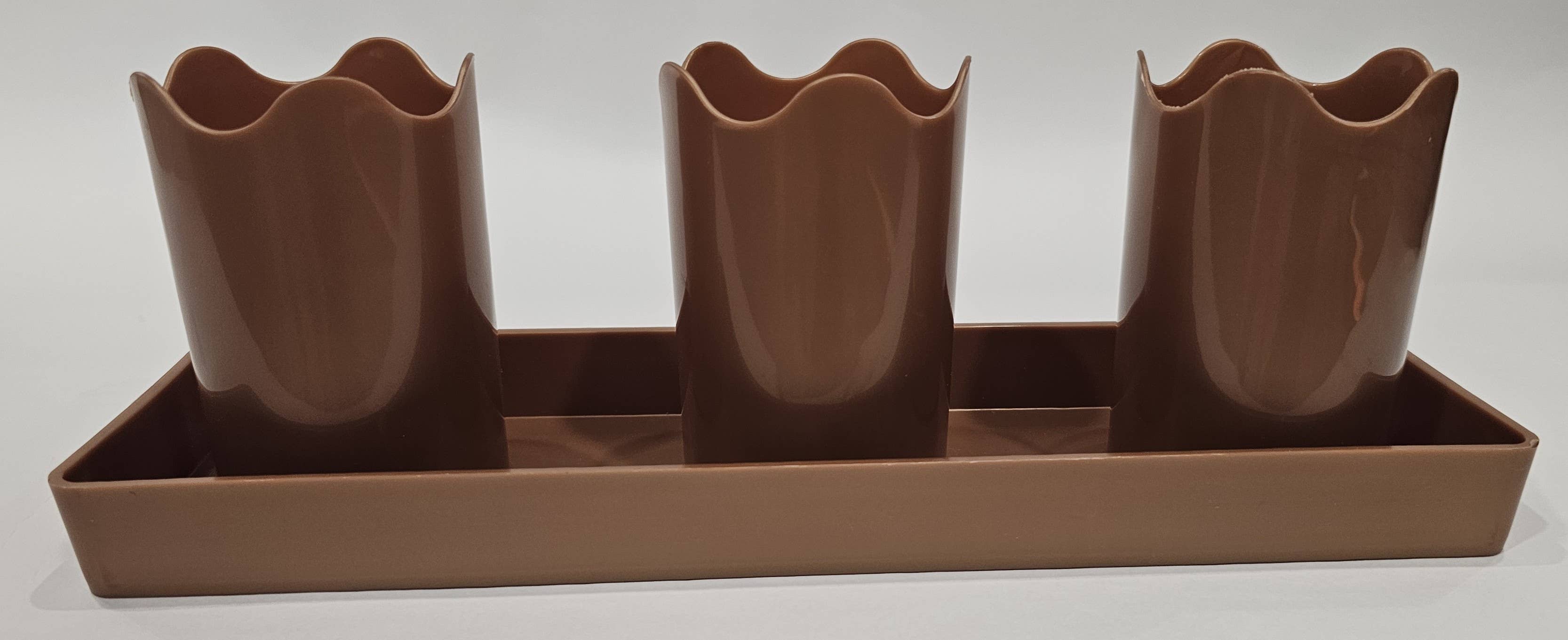 Austin Planter - Wholesale Plant Pot - Wavy 2-inch APW Flower 3-Pots with 1-Rectangle Saucer5