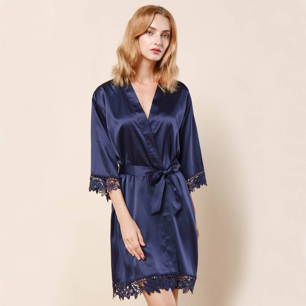 Mackleys - Wholesale Robe - Women's - PREORDER Satin Floral Lace Robe0
