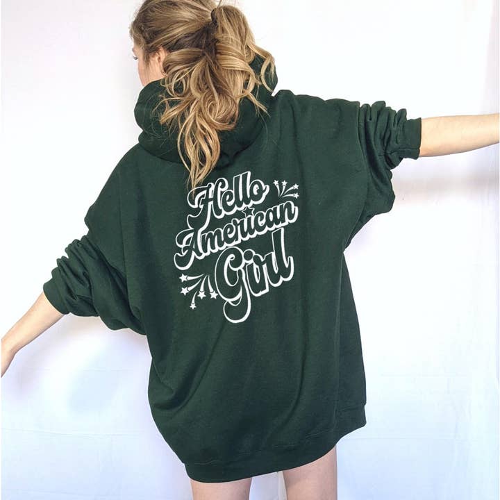 HELLO AMERICAN GIRL Unisex Fleece-Kapuze mit Grafik für den Großhandel von Shamaim
