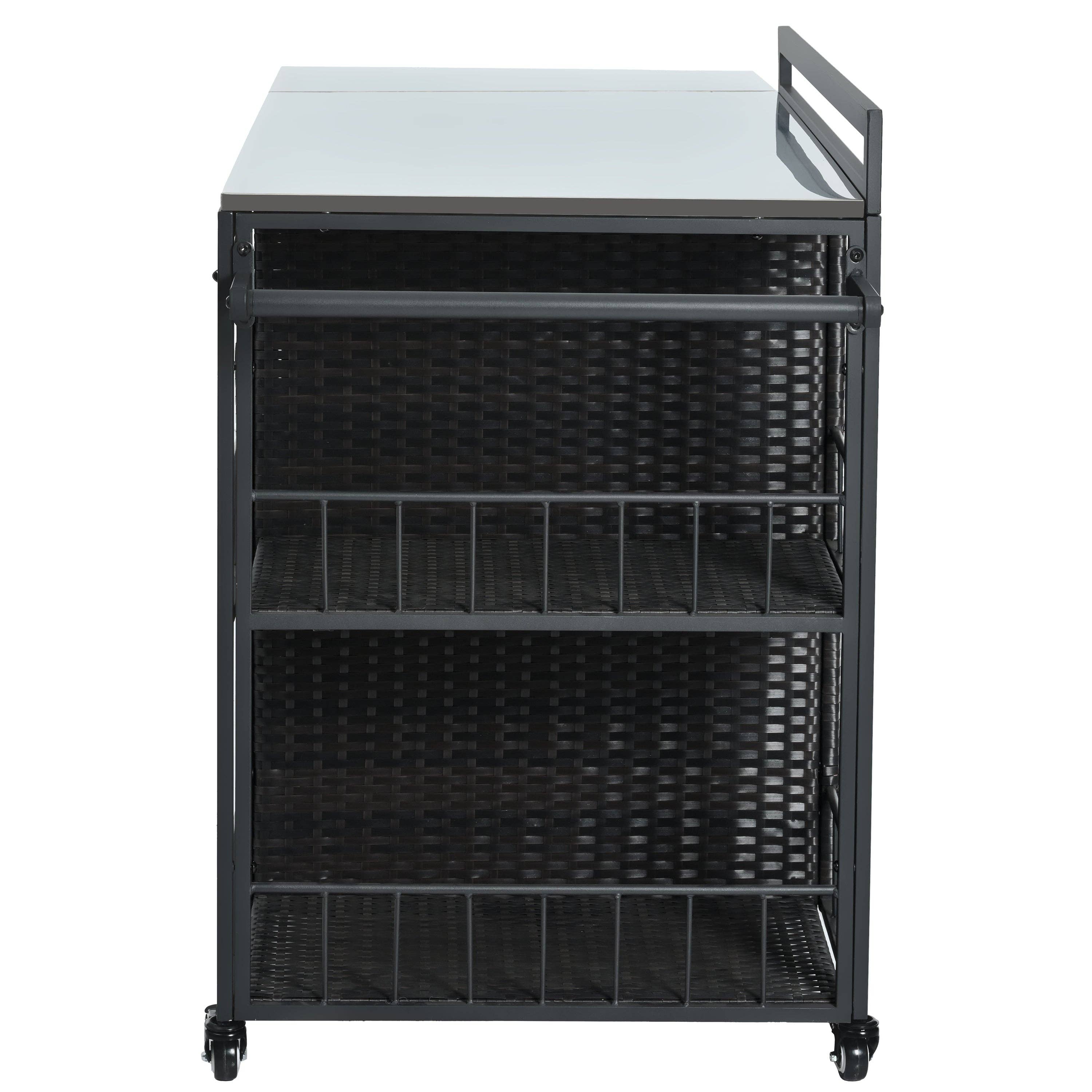 39F Inc. - Vente Outil de gril pour l'extérieur - Chariot de service extérieur avec plateau pliable, armoire de rangement15