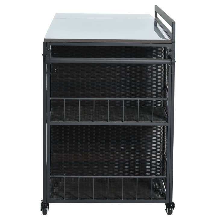 39F Inc. - Vente Outil de gril pour l'extérieur - Chariot de service extérieur avec plateau pliable, armoire de rangement15