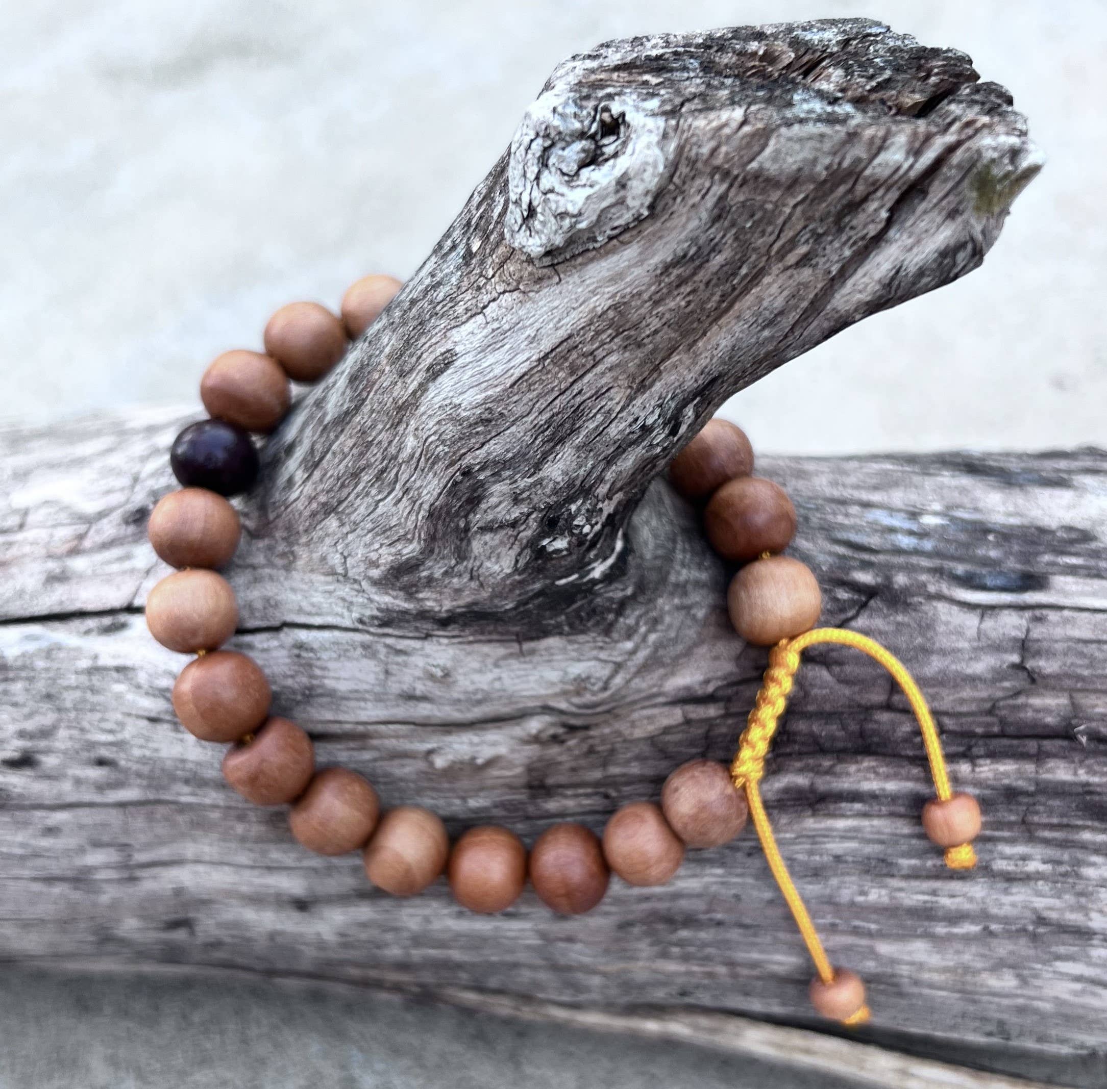 Lungta Imports - Wholesale Beaded Bracelet - Sandalwood Beads Adjustable Wrist Mala Bracelet8