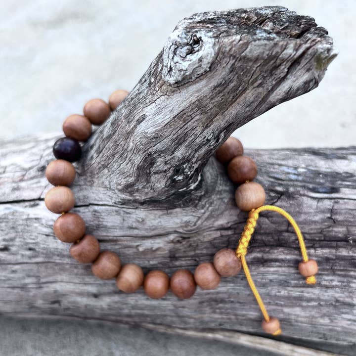 Lungta Imports - Wholesale Beaded bracelet - Sandalwood Beads Adjustable Wrist Mala Bracelet8