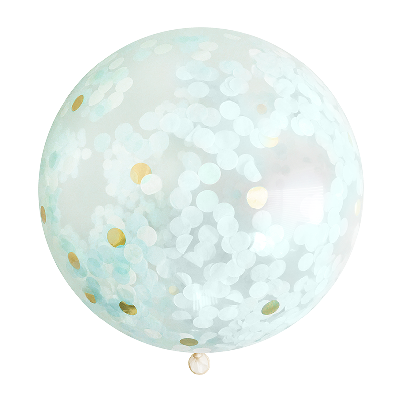 Paperboy - Wholesale Balloon - Jumbo Confetti Balloon - Light Blue & Gold0