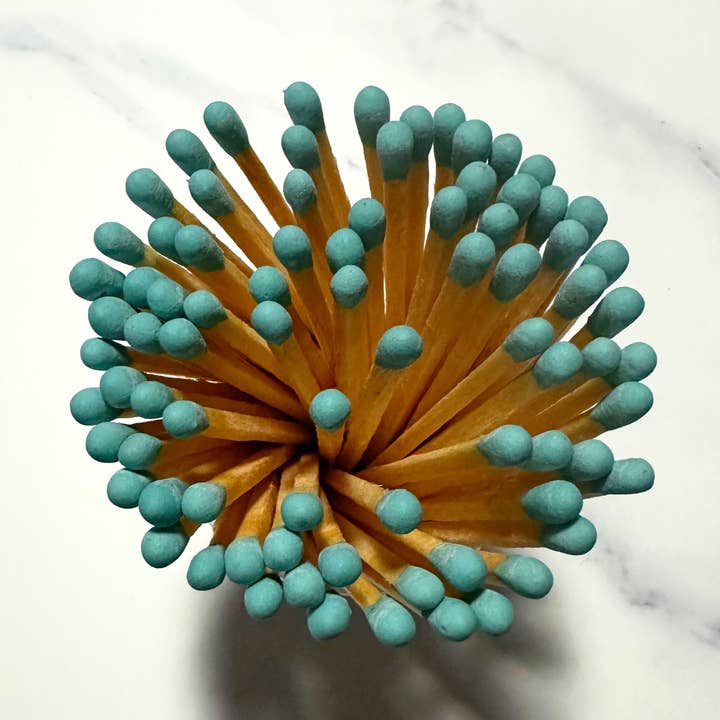 Party Matches | Aqua Tip | 4 inch | 30 count | Glass & Cork for wholesale by Amaryllis Park