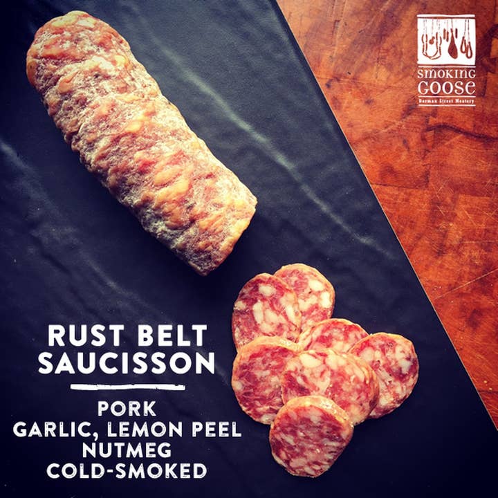 Rust Belt Saucisson for wholesale by Smoking Goose