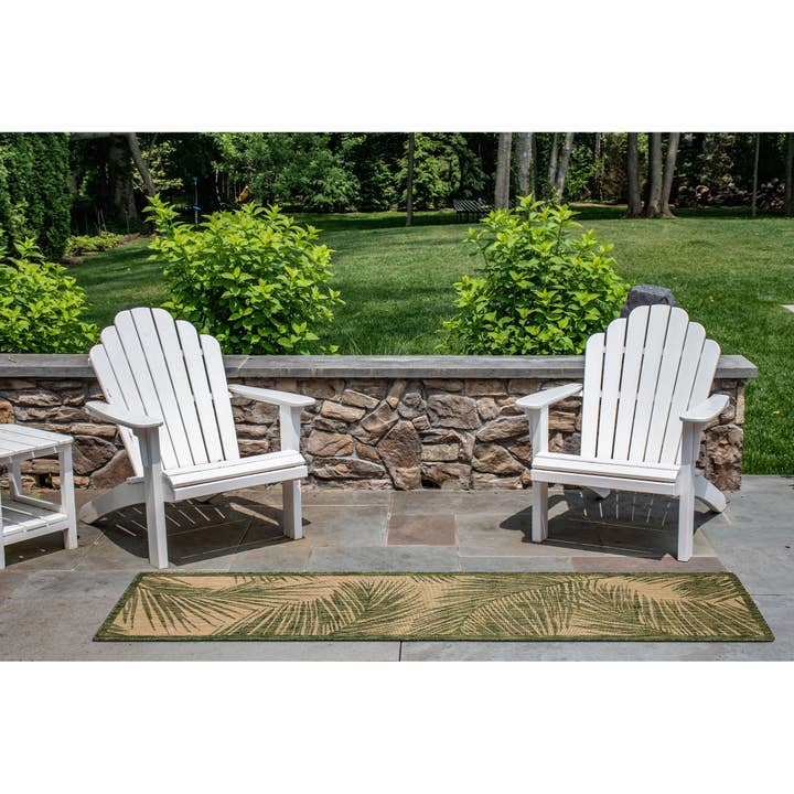 Green Carmel Fronds Indoor/Outdoor Rug for wholesale on Faire