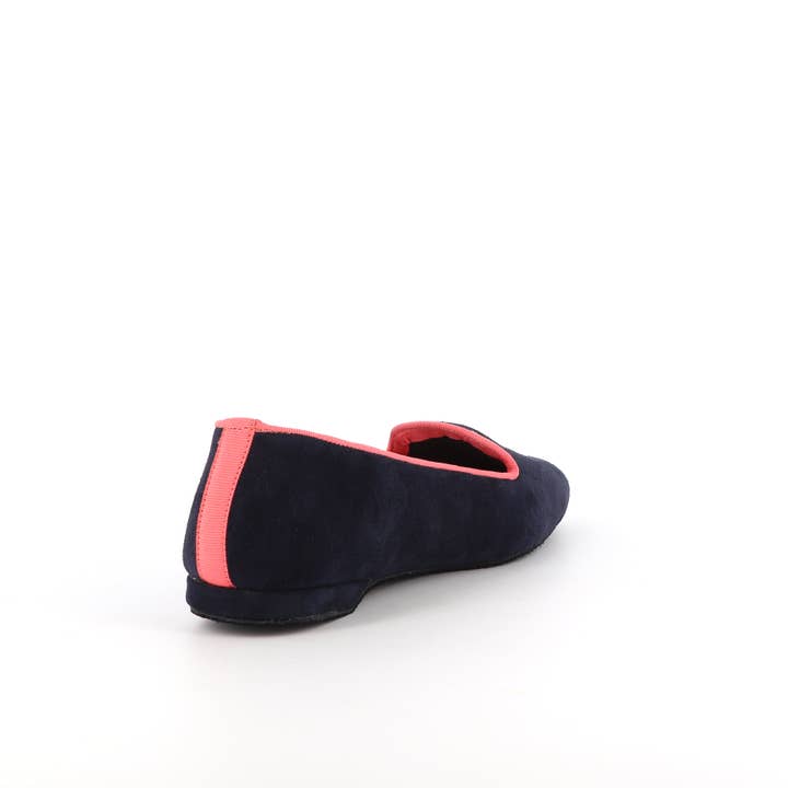 VOLUBILIS PARIS - Wholesale Slippers - Women's - PIA Navy Leather Slippers with Pink border2