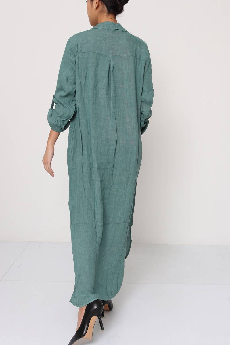 LÉA & LUC - Wholesale Dress - Women's - Long shirt dresses in 100% Linen REF. 148426