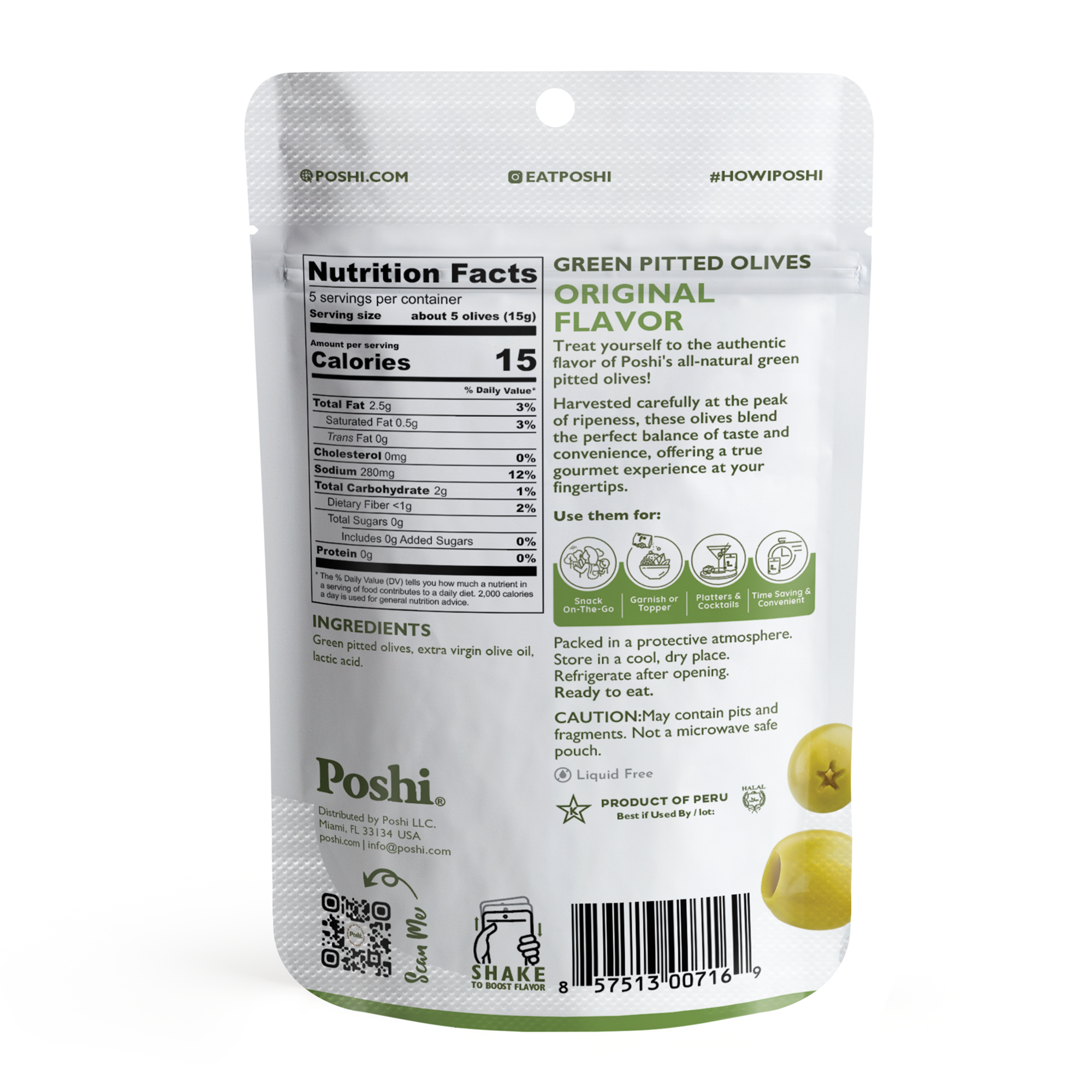 POSHI - Wholesale Olives - Poshi Olives - Premium Green Olives 3oz/101