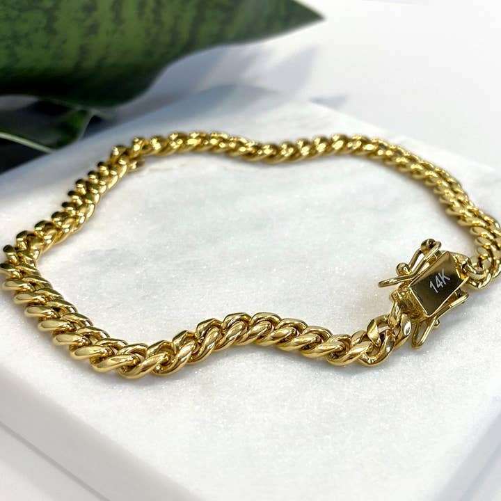 DIJU Jewelry - Wholesale Schakelarmband - 14k goud gevulde Miami Cuban Link-armbanden of enkelband met een dikte van 6 mm, stoeprand, voor groothandel en sieradenbenodigdheden