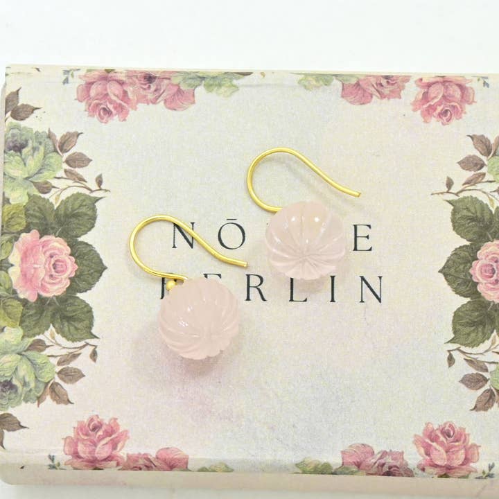 Kaeli Earring Gold Plated - Rose Quartz for wholesale by Schmuckoo Berlin