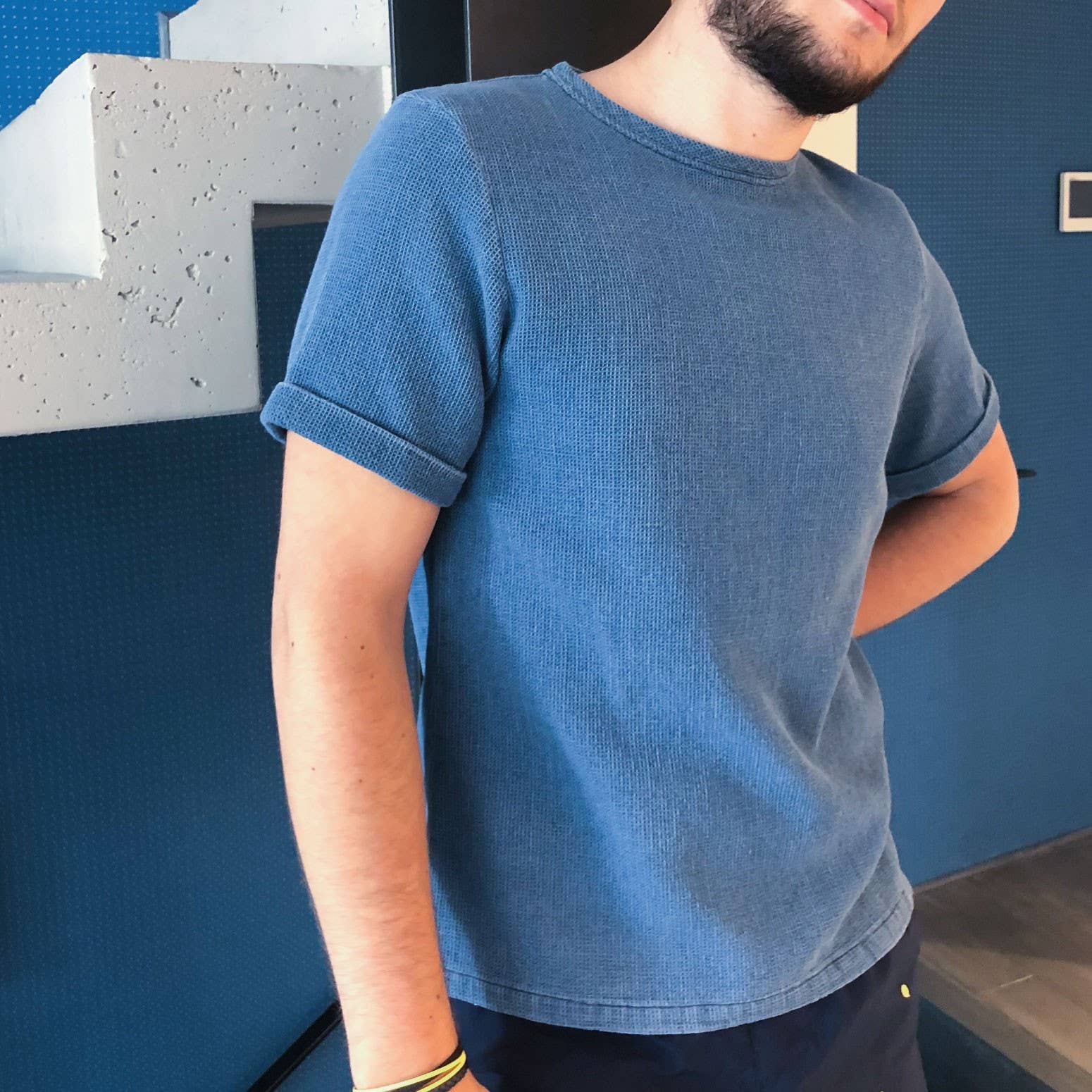 Pyque - Wholesale T-Shirt - Men's - Light Indigo Denim T-Shirt