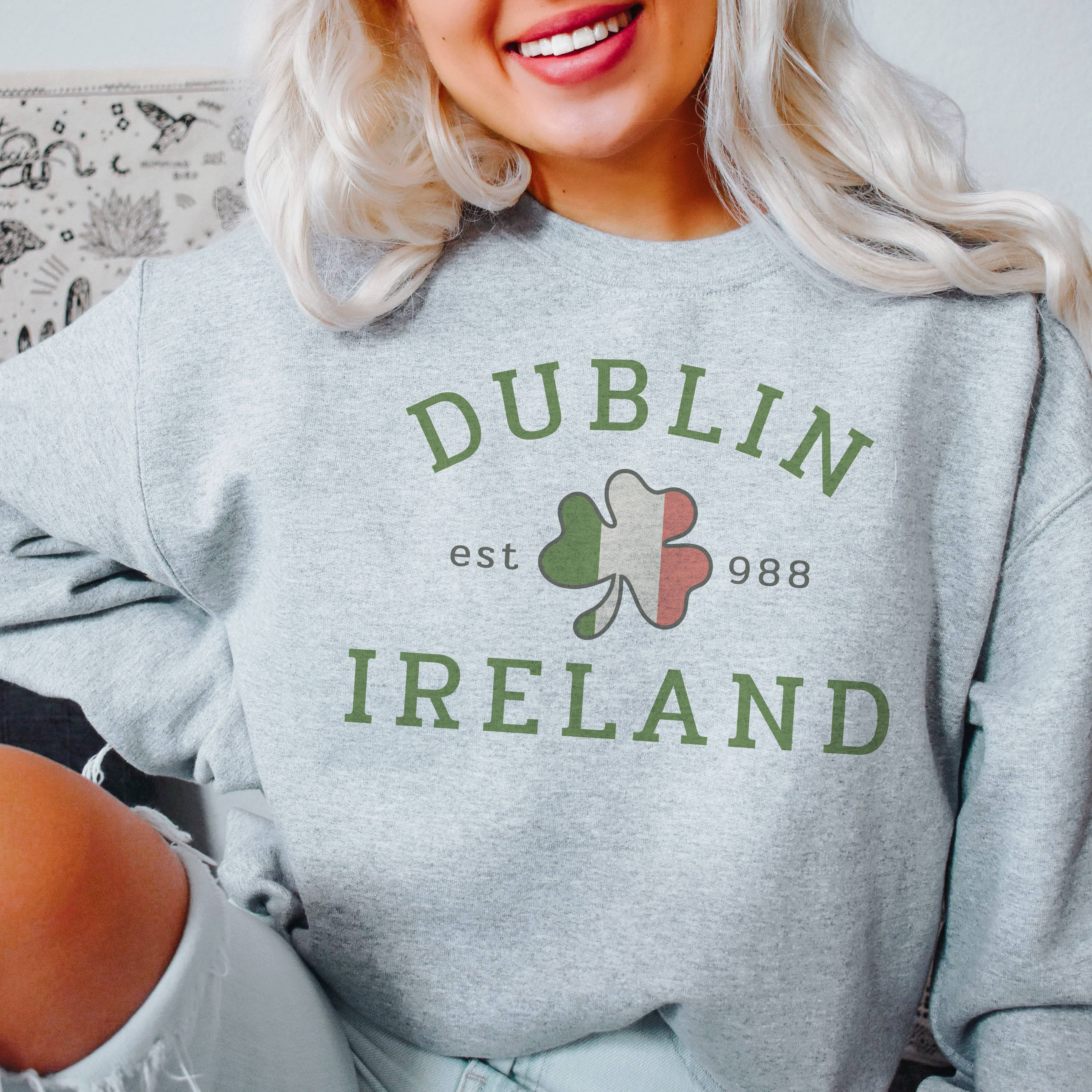 Lucky Luna Apparel - Wholesale Graphic Sweatshirt - Women's - Dublin Ireland Crewneck Sweatshirt5