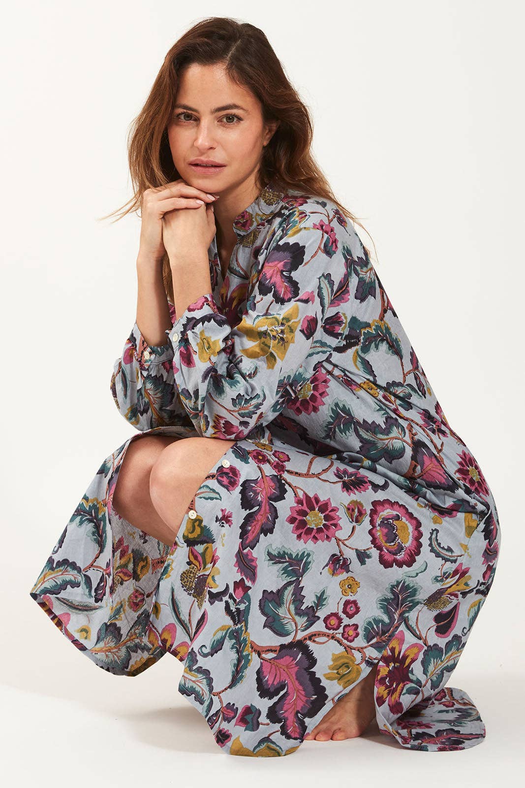 Curiosity Lab - Wholesale Dress - Women's - Night Dress Straight cut long sleeve Indian cotton15