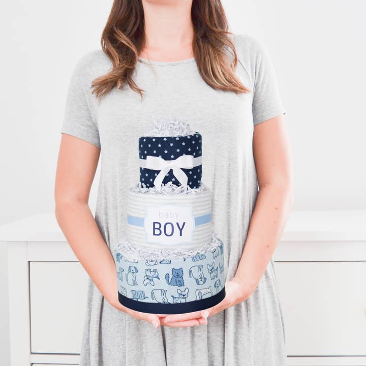 Baby Blossom Company - Wholesale New Mom Gift Box/Set - Baby Boy Diaper Cake Gift - Puppy2