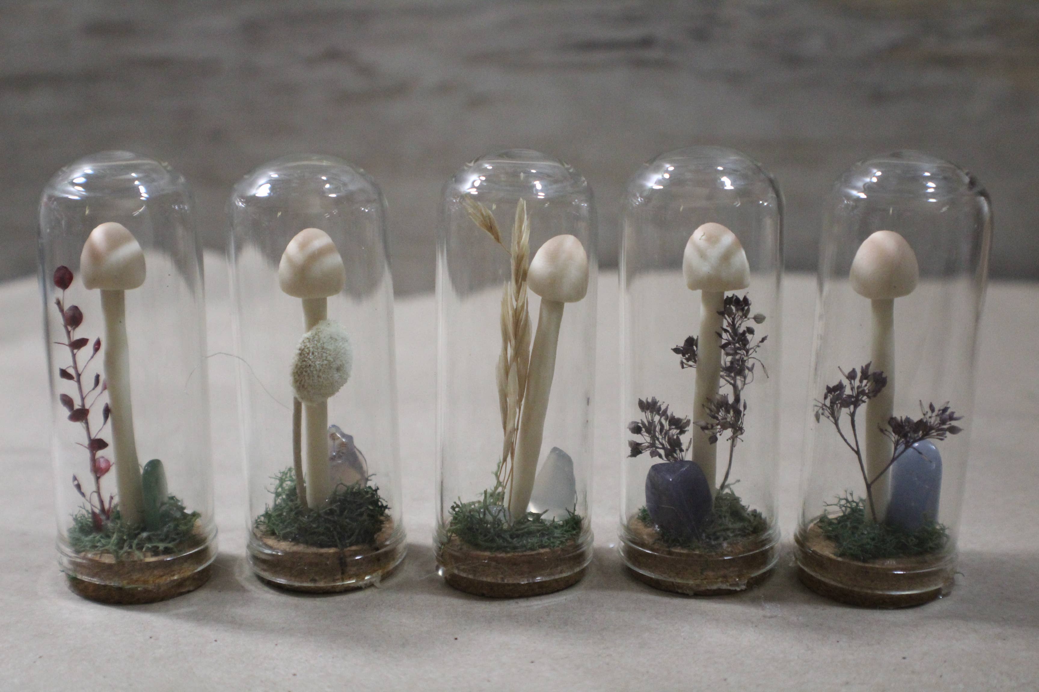 Raven Design - Wholesale Terrarium - Tall White Mushroom Terrarium Glows in the Dark!0