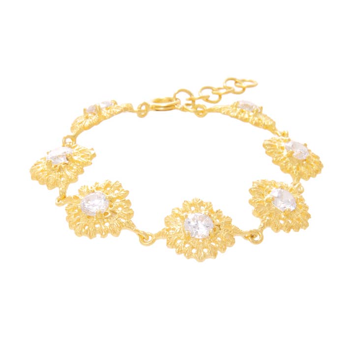 PORTUGAL JEWELS – wholesale Hängande örhängen – Armband Queen Zirconia i Guldpläterad Silver