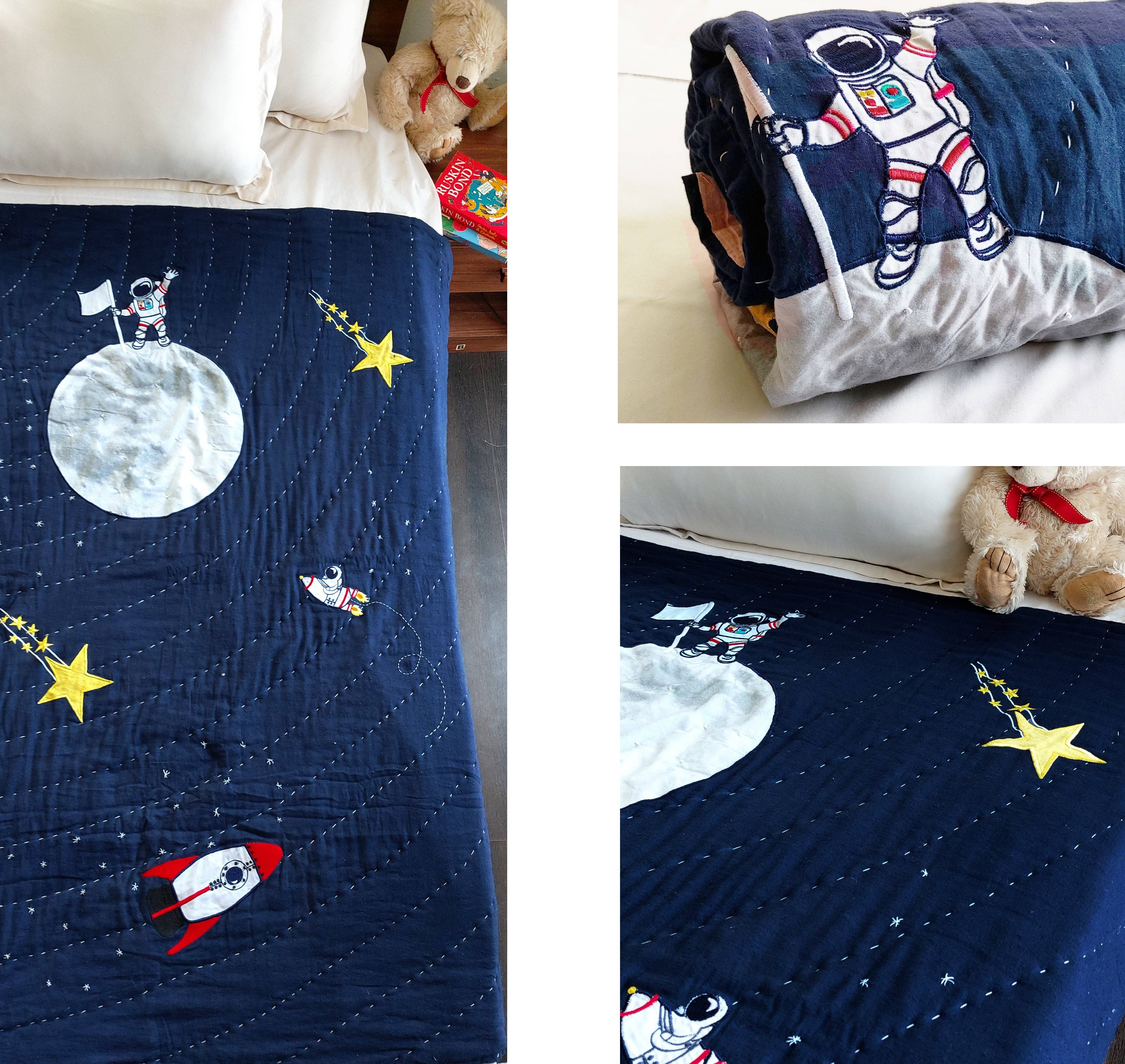 Amore Beauté - Venta al por mayor Edredones acolchados - Niños y bebés - Colcha espacial, colcha de astronauta, ropa de cama para niños pequeños con funda3