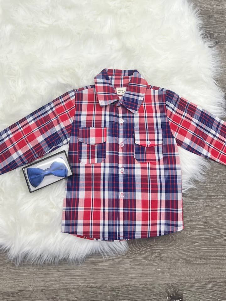 Robusto a cuadros con botones para venta al por mayor de Two Cute Boutique LLC