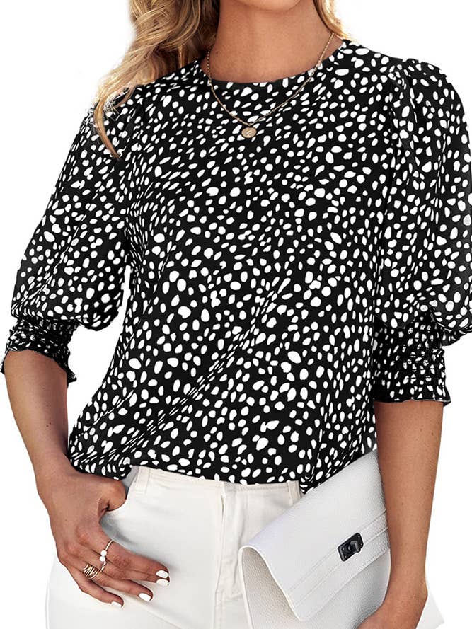 Blouse en mousseline imprimée à manches courtes ZZKF682 pour la vente par UNISHE