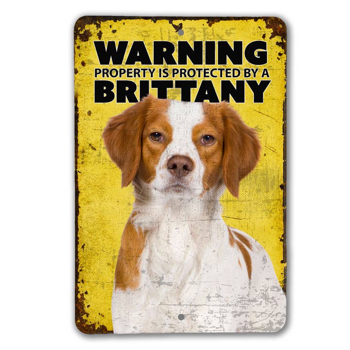 Warning Brittany Sign for wholesale by Real Cool Stickers & Stuff