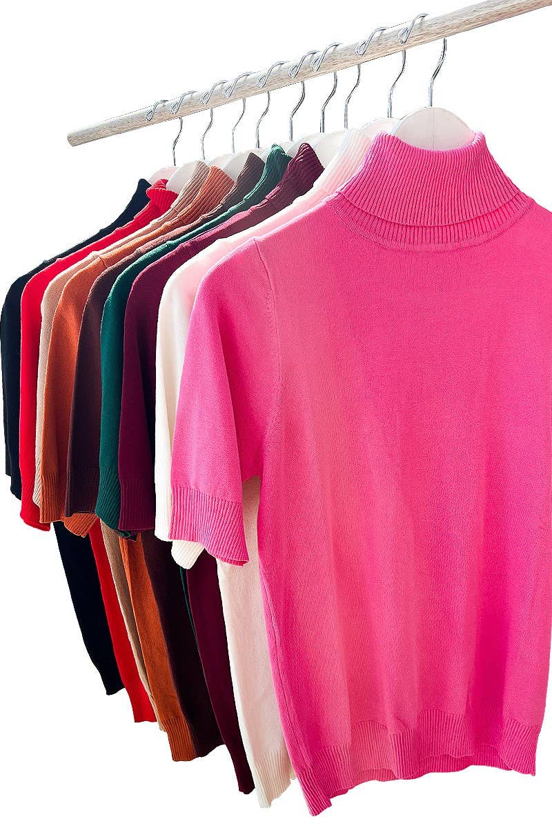 Vine & Love – wholesale Knitted jumper – Women′s – Elbow Sleeve Turtleneck Knitted Sweater Top VT81579-1