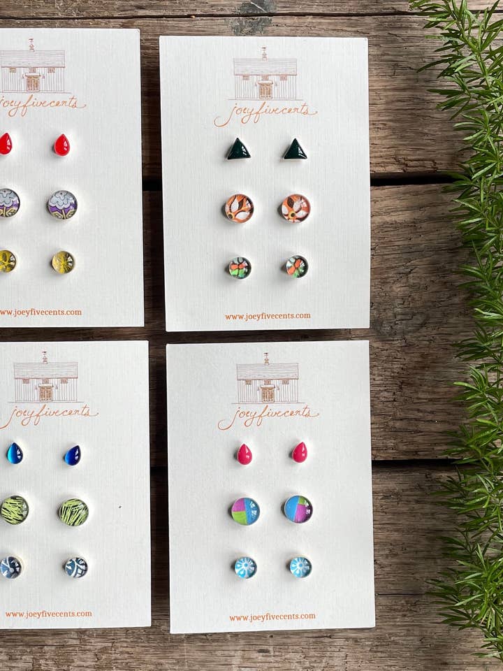 Stud Trios set - kleine cadeausets met meerdere verpakkingen, kleur en patroon voor wholesale door joeyfivecents