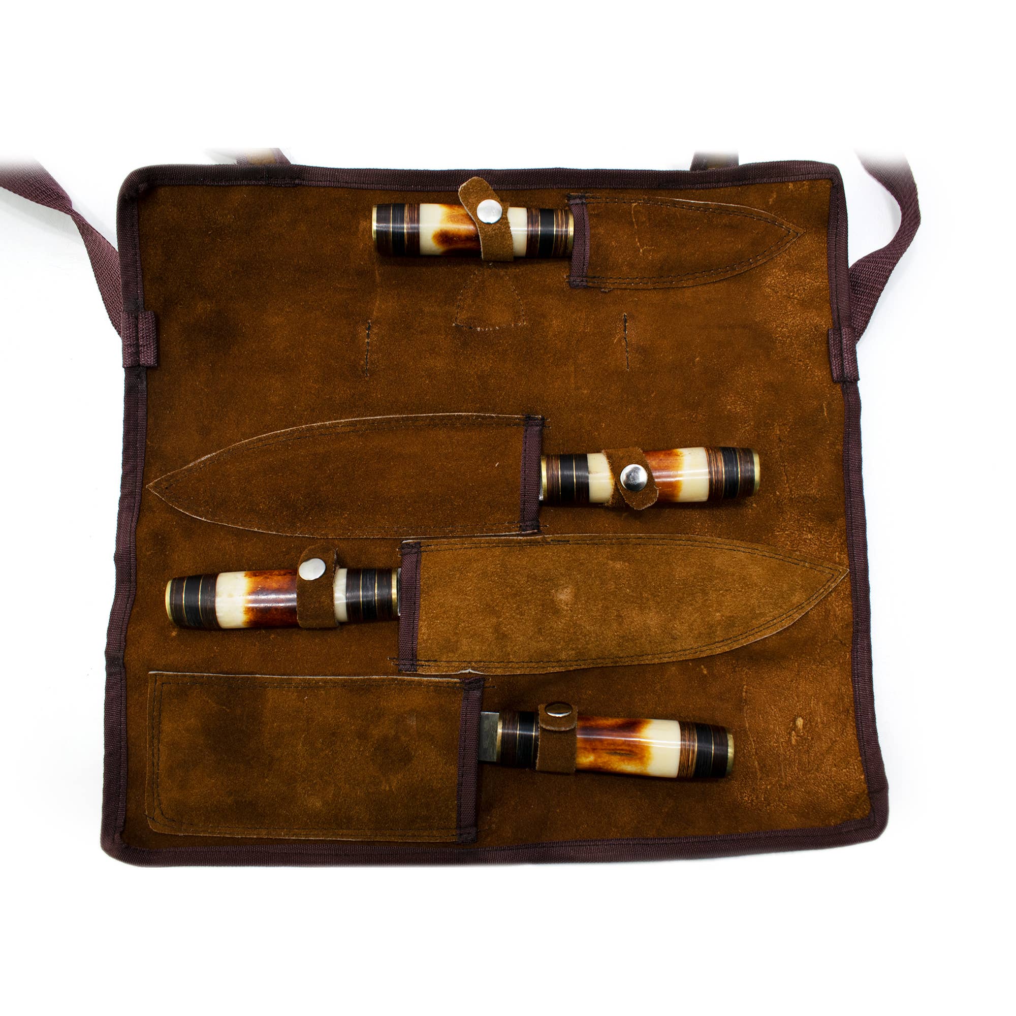 Titan International - Venta al por mayor Juego de cuchillos - Juego de cocina de 4 piezas/Con bolsa de transporte de piel6