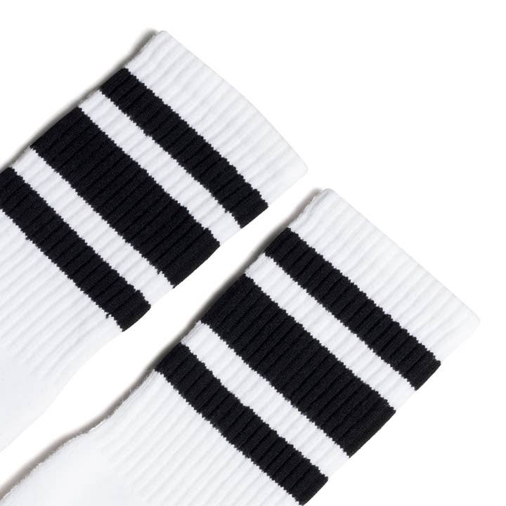 SOCCO - Wholesale Socks – Unisex - SOCCO Black Striped Crew | White1