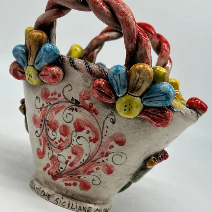 DD Ceramiche Siciliane - Wholesale Decorative Tabletop Object - Coffa Siciliana Ceramica Caltagirone Artisanal Centerpiece Organizer2