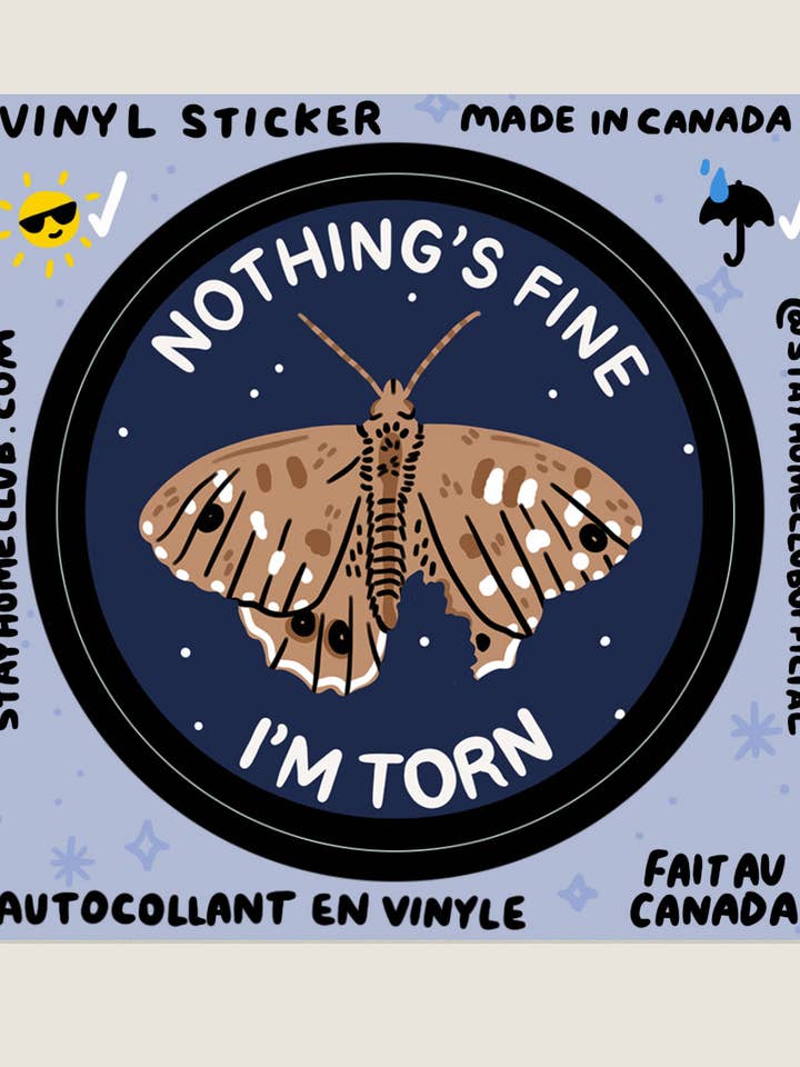 Pegatina "I'm Torn" | Pegatina de vinilo impermeable para venta al por mayor de Stay Home Club