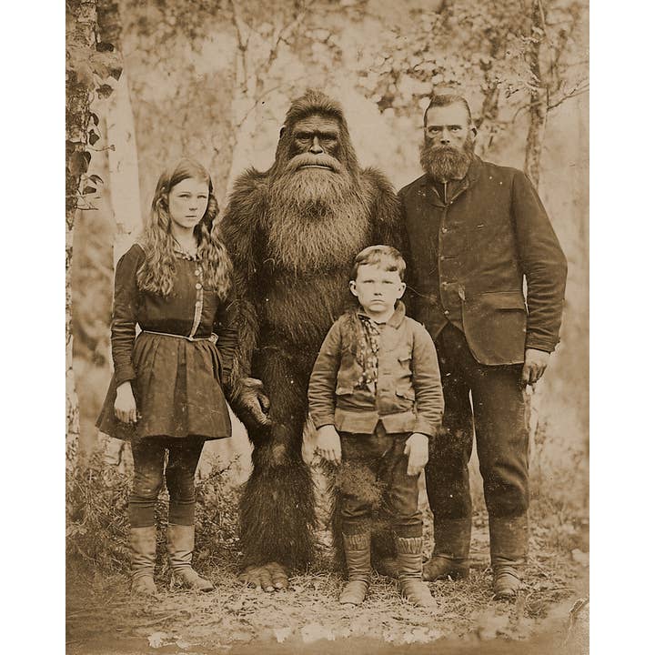 Mowbi - Wholesale Art Print - Family Portrait - Bigfoot and Sasquatch Wall Art Prints – 8″x10″ Artwork in 11″x14″ Mat