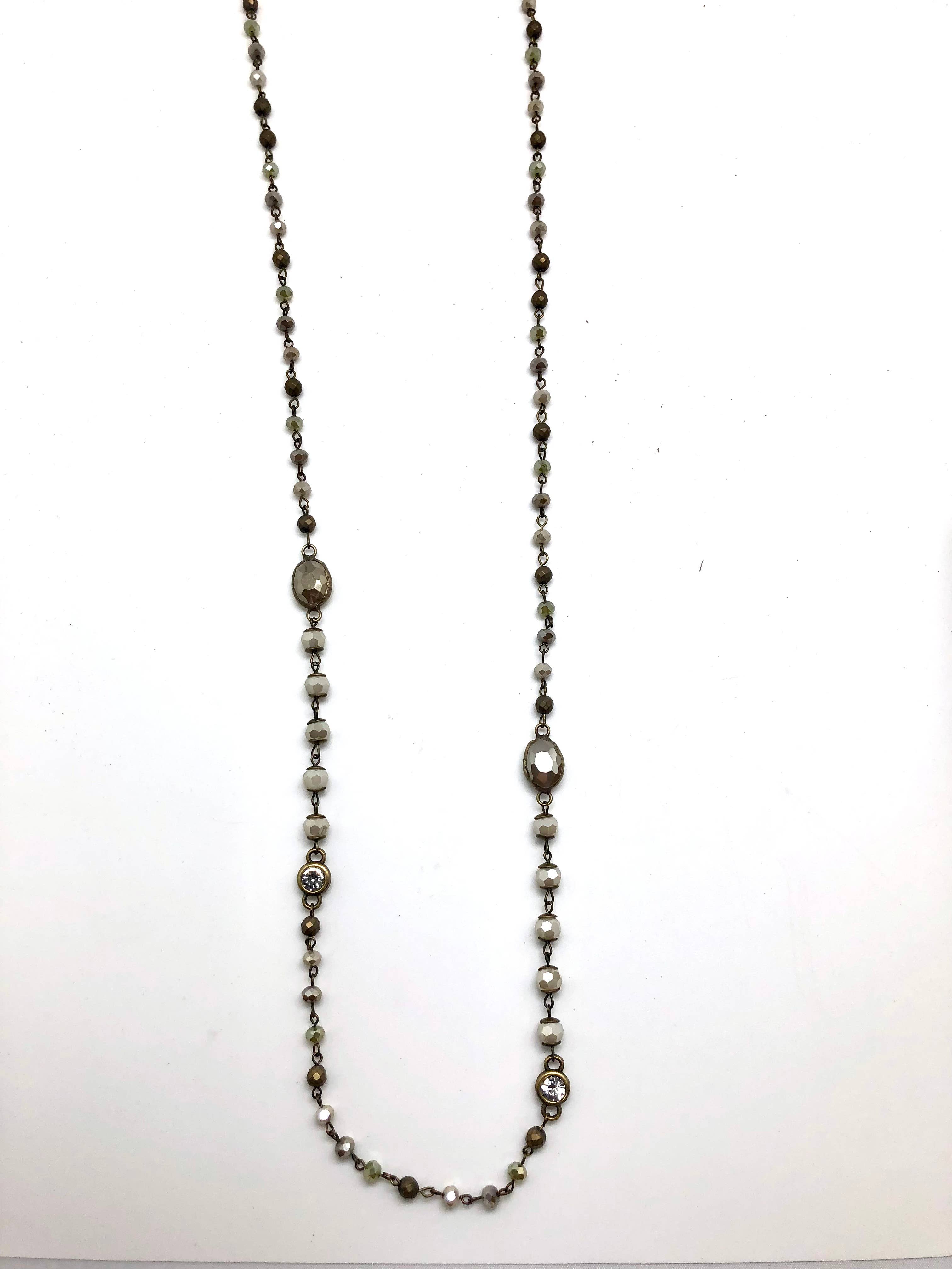 Rant & Rave Classic - Wholesale Beaded/Pearl Necklace - Necklace Antique Chain 6-8mm Hematite/Glass w/Oval Glass 38”1