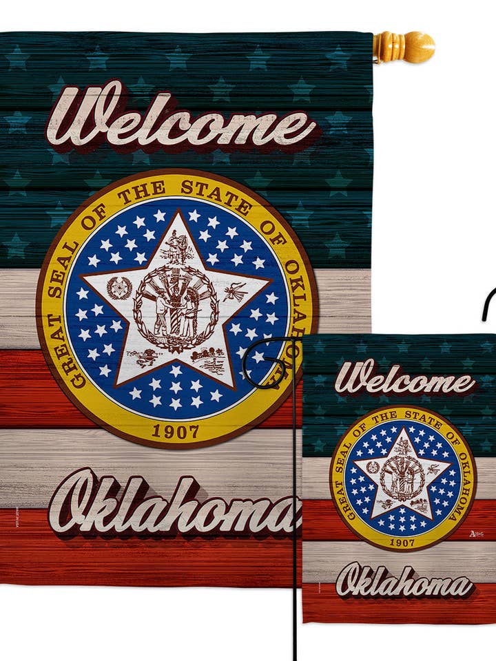 Flag Welcome Oklahoma States Usa Garden House 2-Sided Home for wholesale by Two Group Flag Co