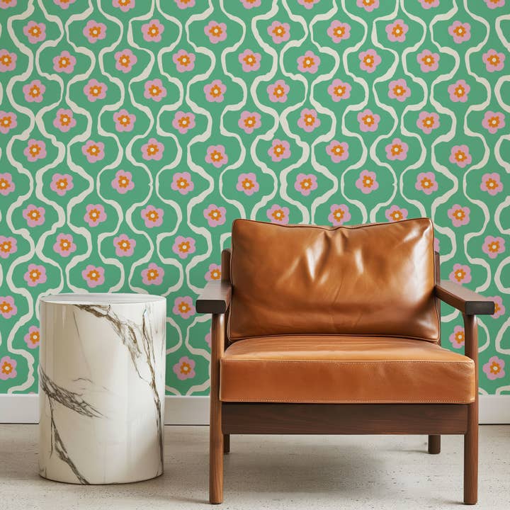 WIGGLE WIGGLE GREEN WALLPAPER for wholesale by Oh So Daisy