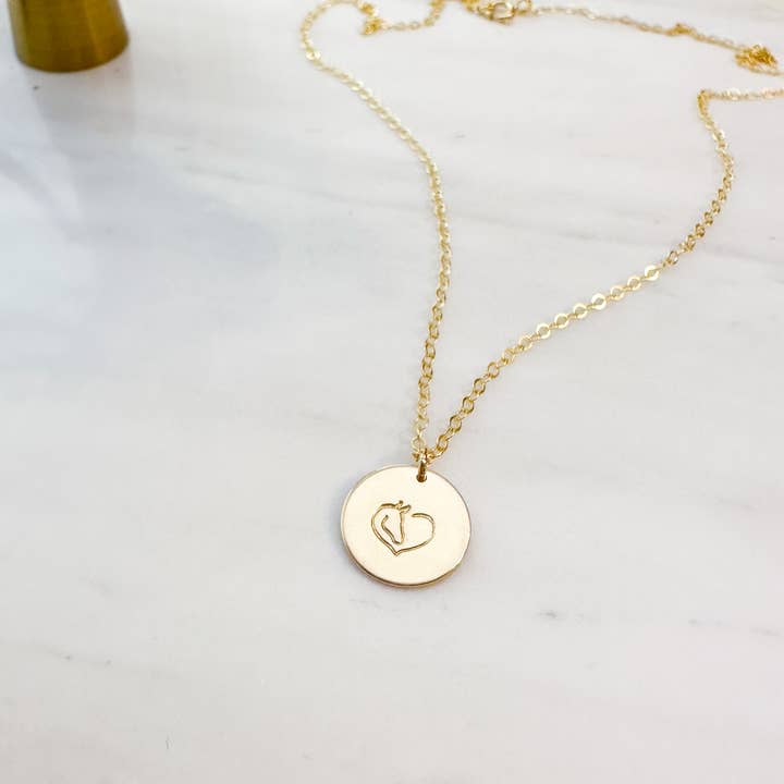 Words By Heart - Vente Colliers à pendentif - Collier Horse Lover Disc - Bijoux équestres - Coeur de cheval