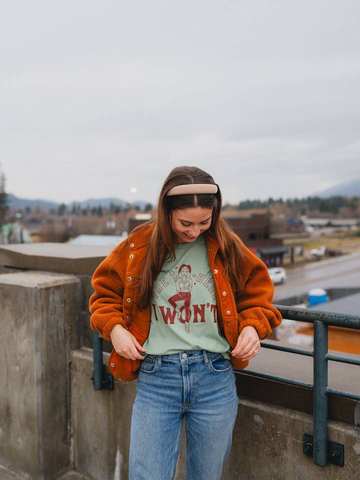 The Montana Scene - Wholesale Screen Printed T-Shirt - Women's - The Hell I Won't Unisex Tee - Bay1