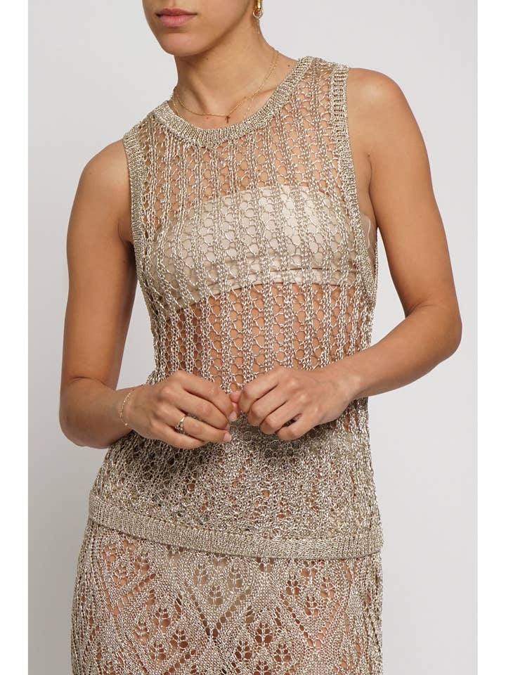 METALLIC KNIT TOP for wholesale by Sans Souci