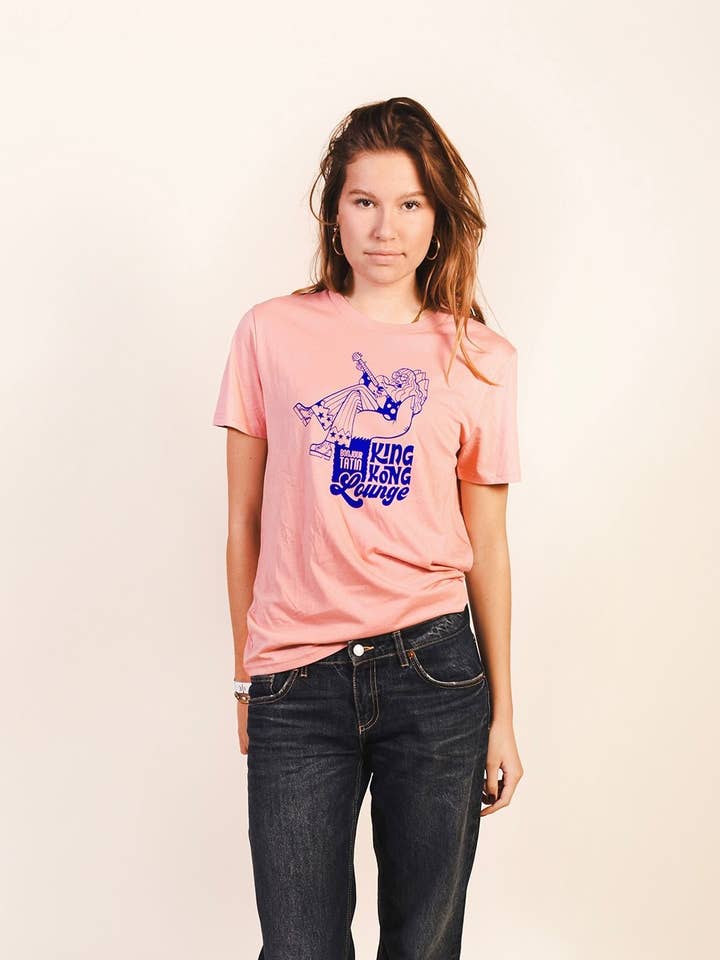 King Kong Lounge Organic T-Shirt Pink for wholesale by BonjourTatin