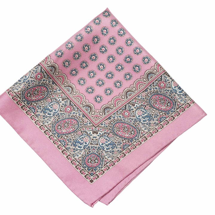 Edinburgh Pink Silk Pocket Square for wholesale by Aristocrats Bows N Ties