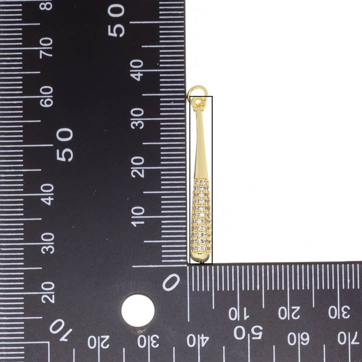 Jewel Pledge - Wholesale Individual charm/pendant - Gold CZ Baseball Fan Charm Baseball Bats for jewelry CPG25866