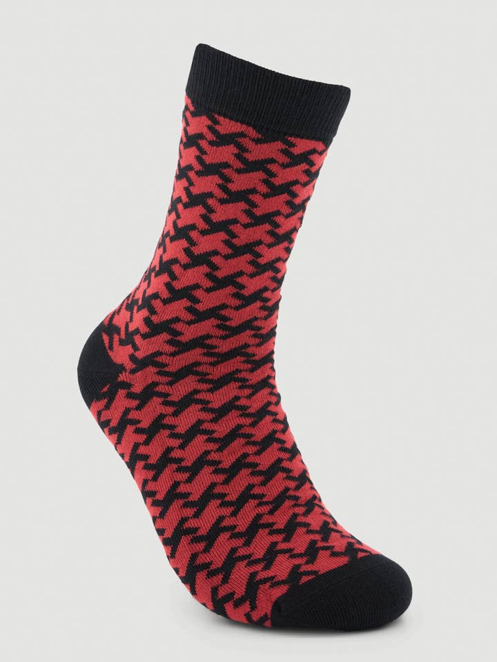 Calcetines de Algodón Orgánico Pata Gallo Rojos Comercio Justo para venta al por mayor de Veraluna Sustainable Clothing