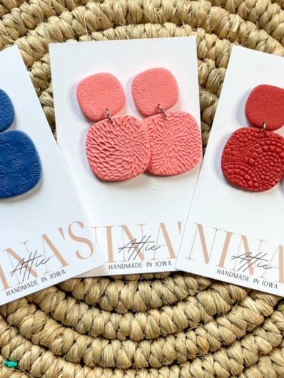 Clay Texturized 2-piece earrings for wholesale by Nina’s Attic