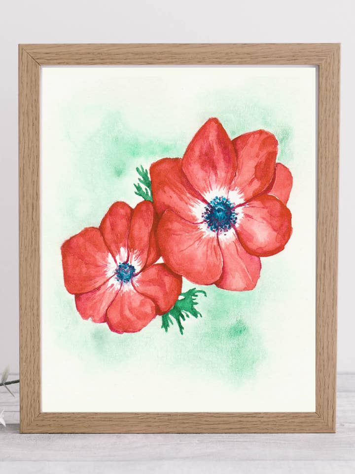 Red Poppy Flower Art print for wholesale by Emilia Rose Artwork LLC