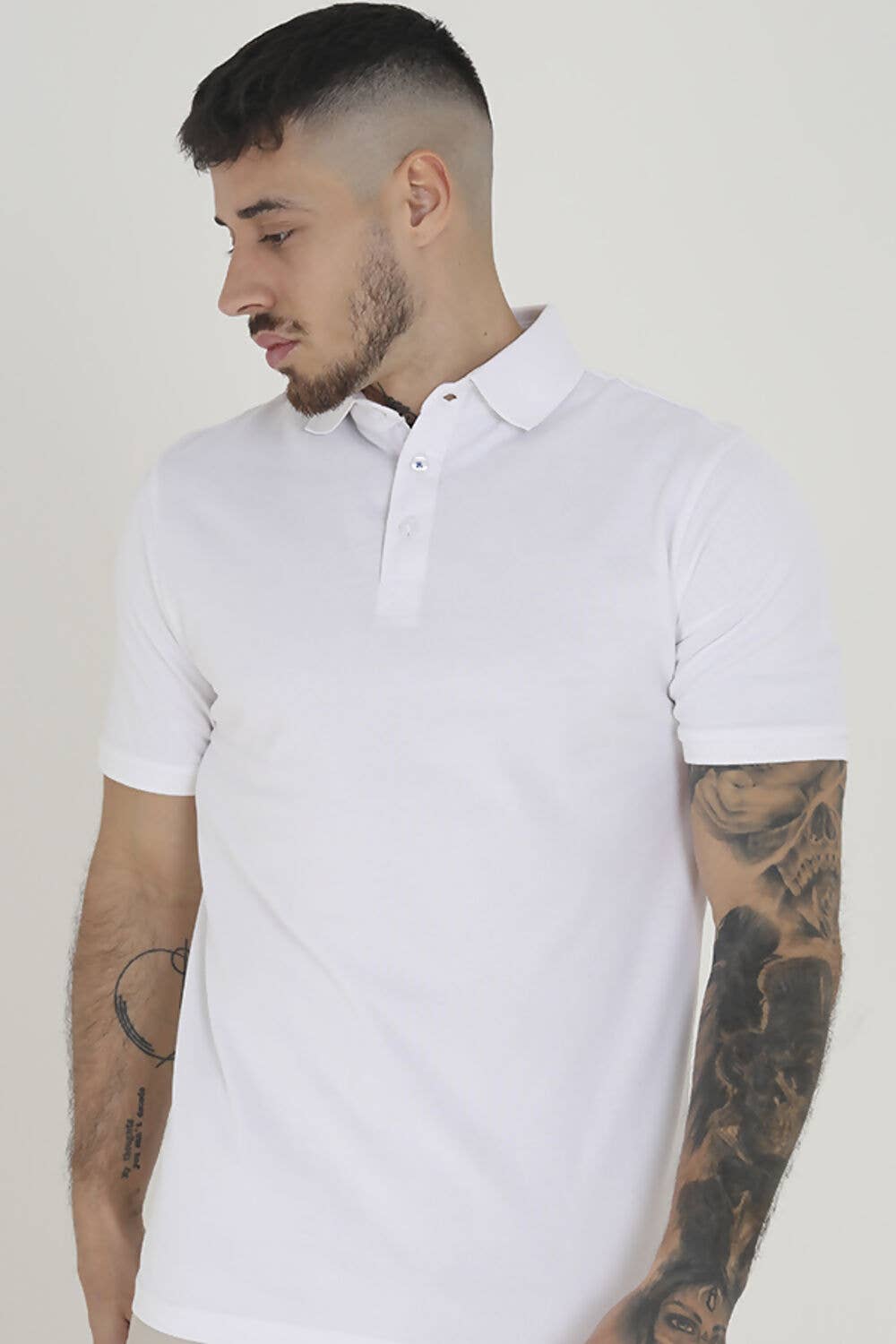 White Pearl Button Polo Shirt for wholesale on Faire1