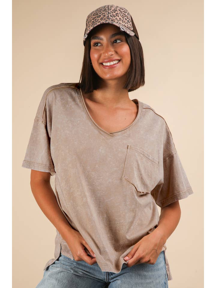 VERY J – Top de malha - Mulher por atacado – NT11966-Top de Malha com Decote em V Lavado a Mineral21