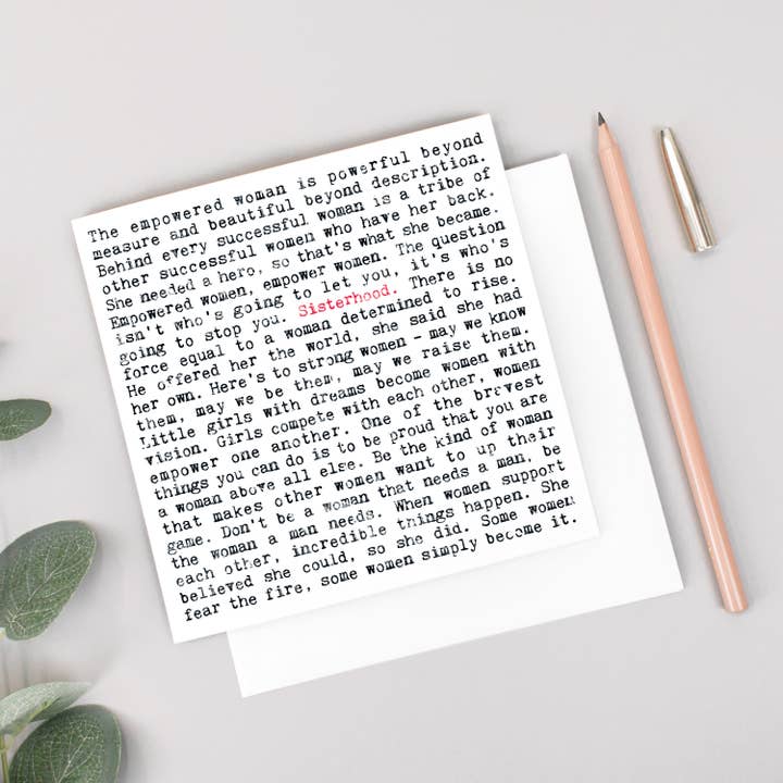 Coulson Macleod (U.S. Duties Paid) – wholesale Encouragement card – Sisterhood Card For Her, Feminist Quotes, Empowered Women