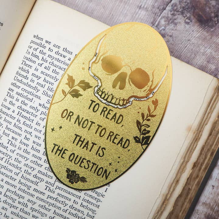 LiteraryEmporium - Wholesale Bookmark - Shakespeare Hamlet Skull Brass Bookmark 'To Read Or . . .'2